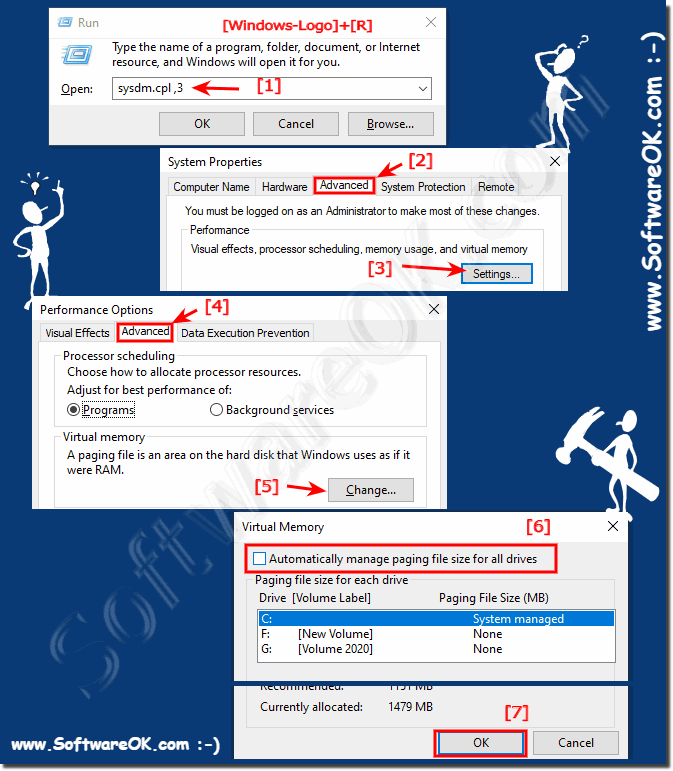 Open the settings of the paging file pagefile.sys in Windows 10!