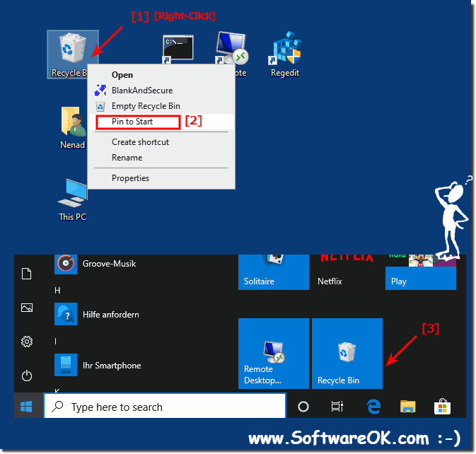 Recycle bin in windows 10 Start!