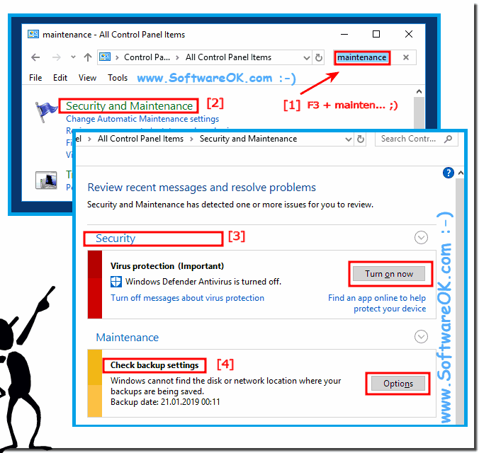 Security and Maintenance settings under Windows 10!