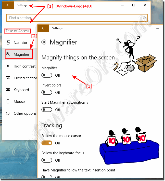 Settings for Magnifier in Windows-10!