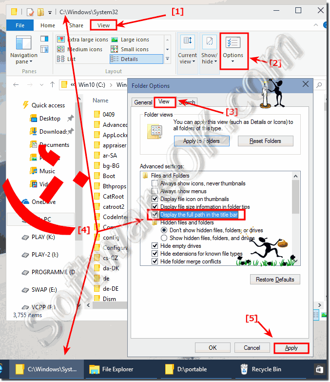 Show the full path in explorer caption bar in Windows-10!