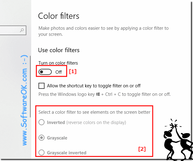Turn on or off the color filter settings under Windows 10!