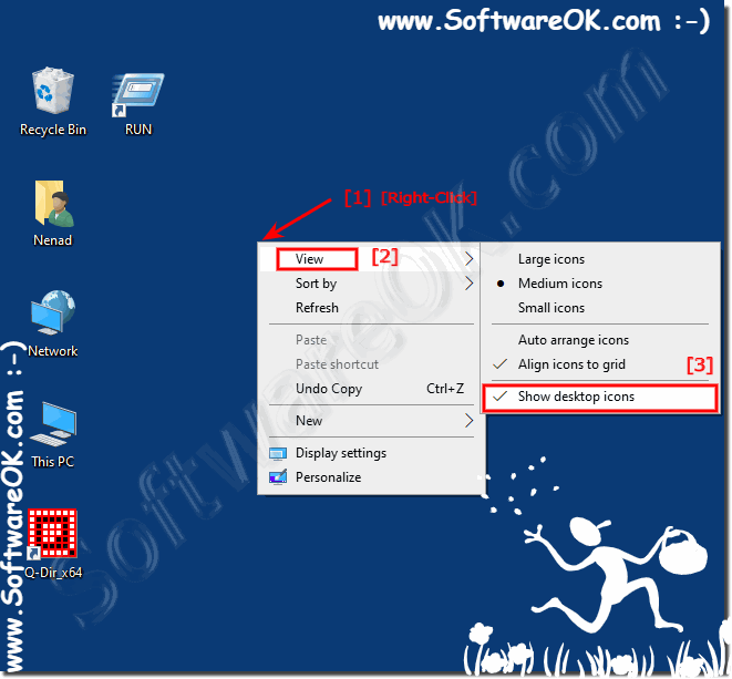 Windows-10 Show Desktop icons and shortcuts! 