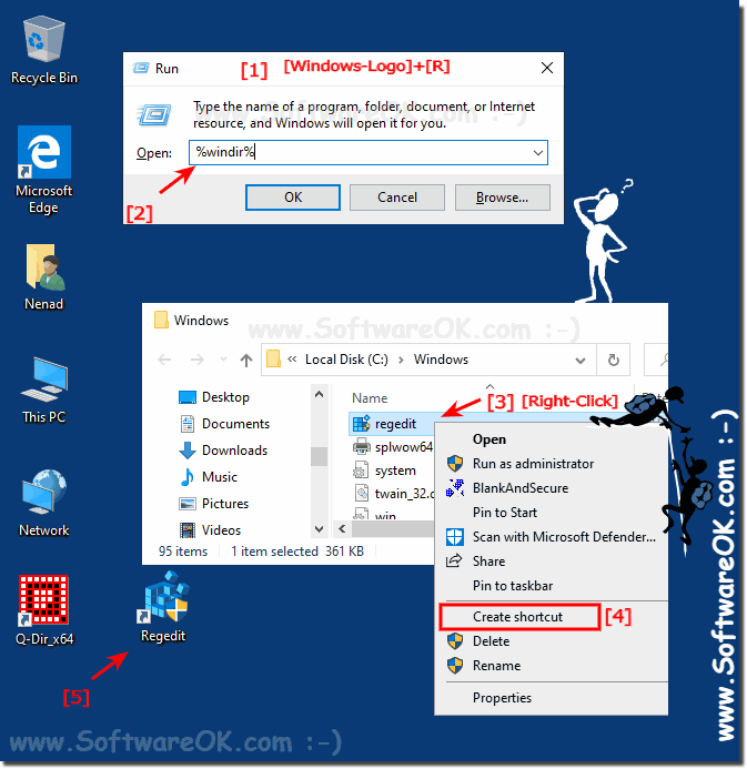 registry editor folder and create desktop shortcut!