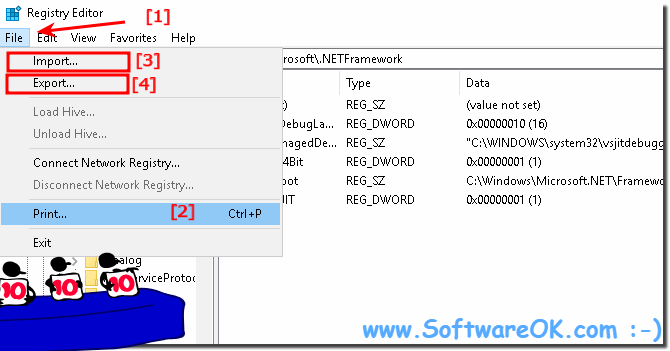 registry editor print, export and import keys! 