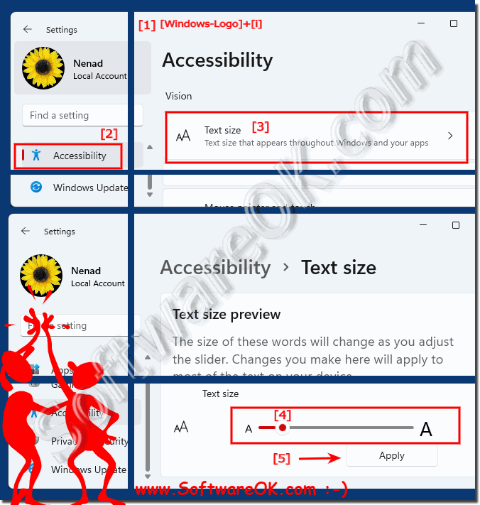 Adjust text size, font for APPs, programs under Windows 11!