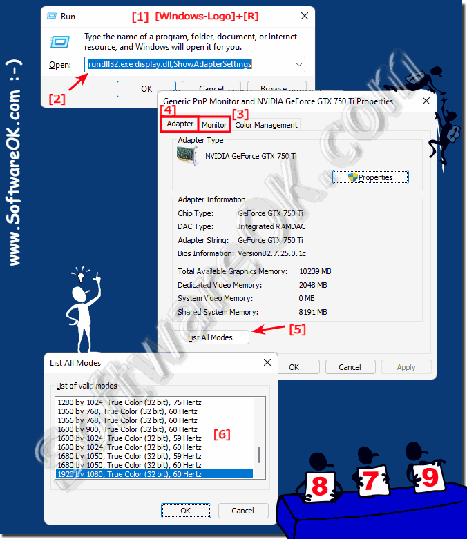 Determine the screen frequency under Windows 11, 10, ... in the classic way!