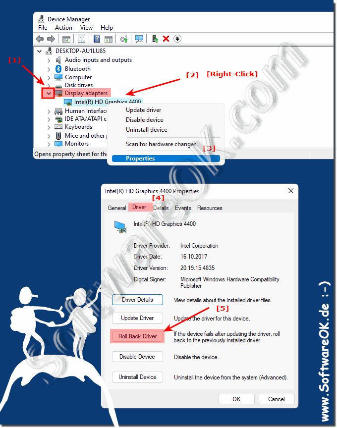 Easy possibility to roll back a MS Windows 11, 10, ... driver!