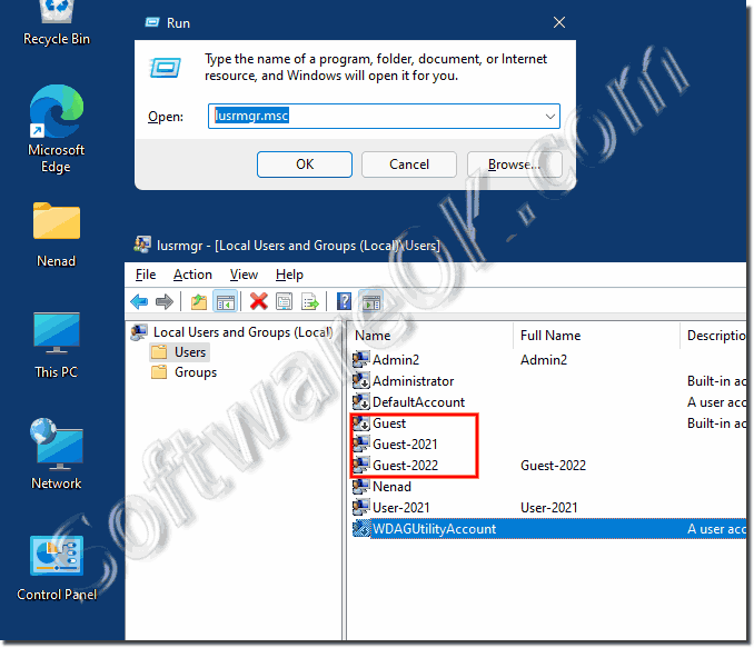 Guest account, standard user under Windows 11!