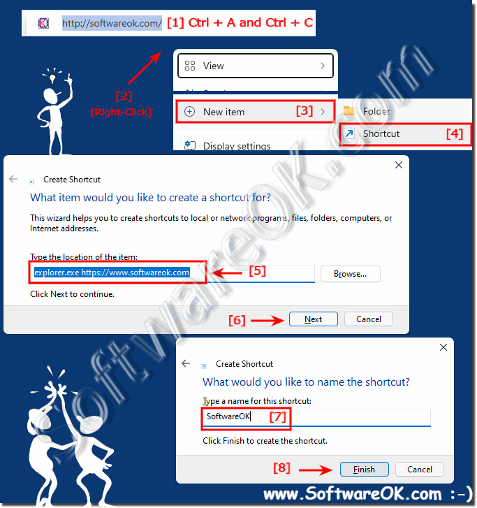 Internet shortcut in the Windows 11 start menu, capable on the desktop!