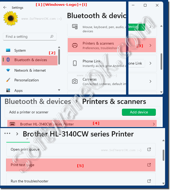 Print printer test page in windows 11?
