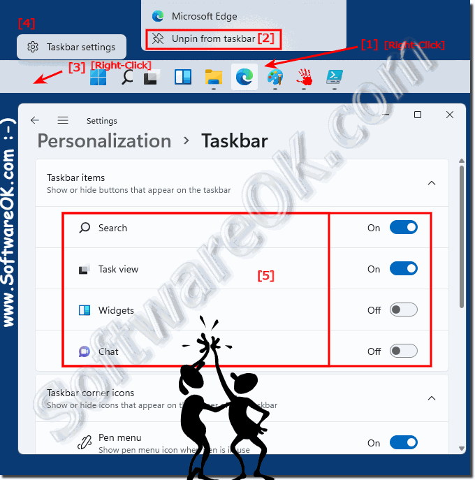 Remove the standard Taskbar Symbols in Windows 11!