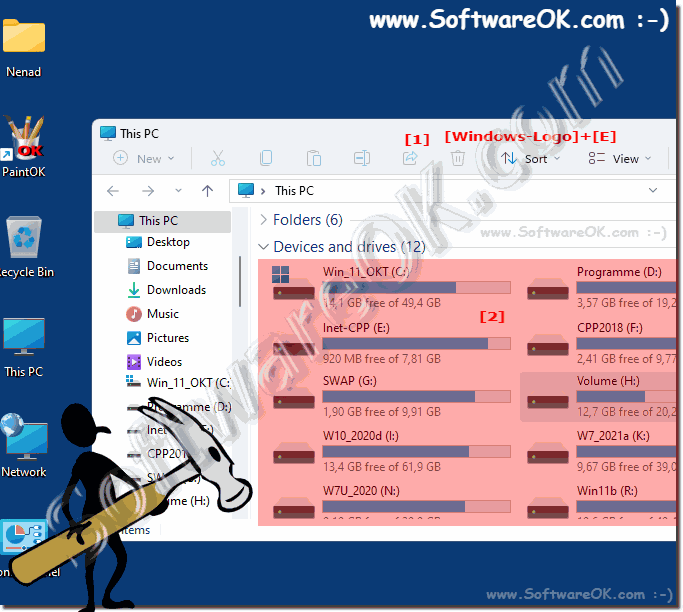 The drives on Windows 11 in Explorer!