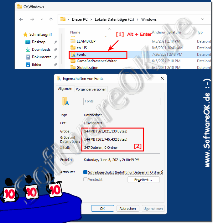 Windows 11 system fonts folder size!