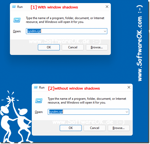 With and without window shadows under Windows 11!
