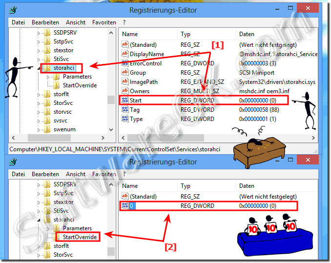 AHCI in Windows 8.1 and 8 via  storahci (activate, switch)!