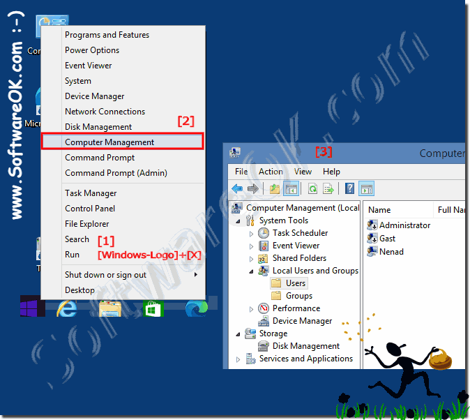 Disk Management via Windows-8 Desktop Menu
