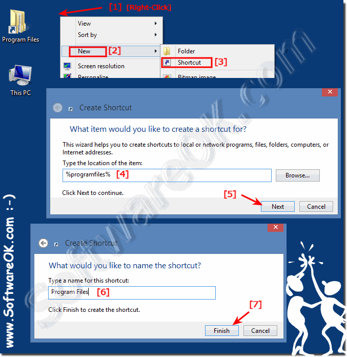 Create Windows 8 desktop shortcut for Program-Files and Program-Files(x86)!