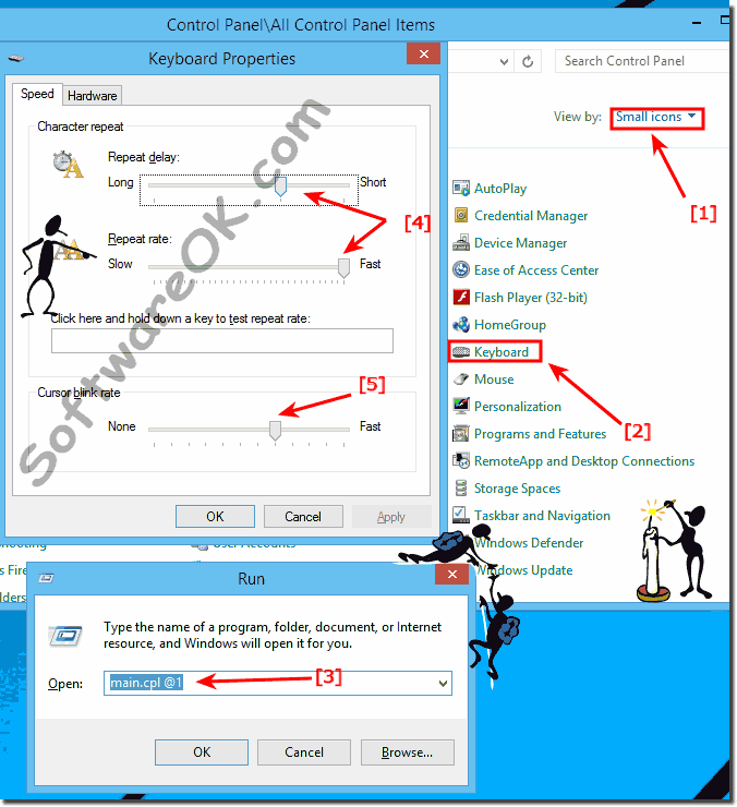 Customize Windows 8.1 keyboard speed (faster, slower and repeat)!