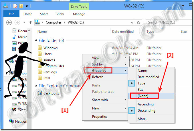 Disable folder grouping in Windows 8 (remove, turn off)?