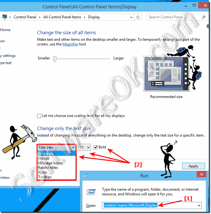 Font size and font type for programs in Windows 8.1!