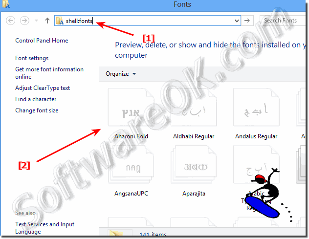 How to find the Windows 8 fonts and the fonts folder?