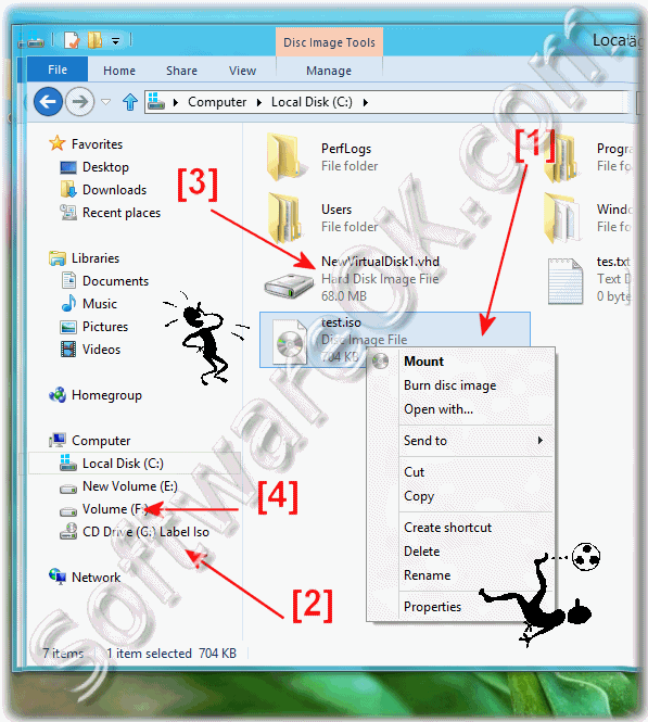 mount in Windows-8 virtual disks: ISO images or VHD drives!