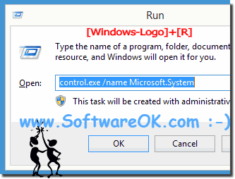 Windows-8 Run: control.exe name Microsoft.System