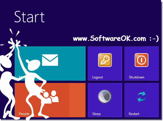 Shortcut in Windows-8 Start Menu (shutdown, log off, restart)