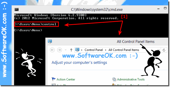 Start Windows 8 and 8.1 Control-Panel via command prompt cmd.exe