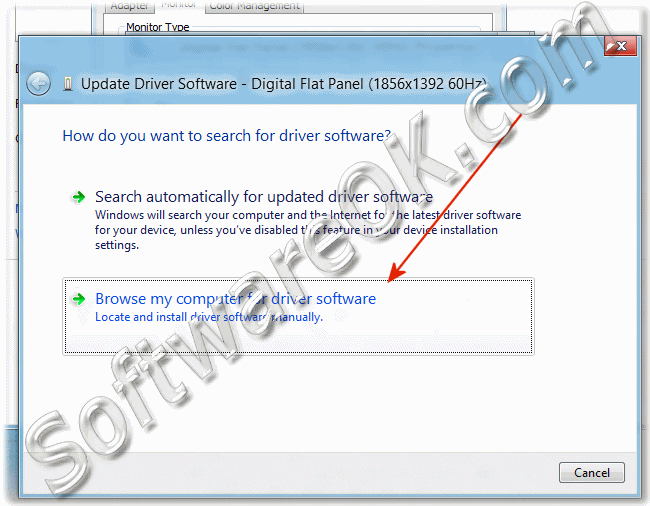 Windows-8 Browse my computer for Monitor driver software