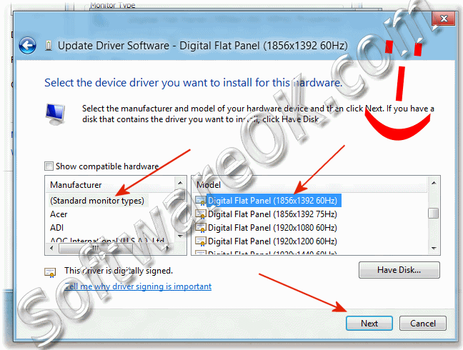 Windows-8 Standard monitor typess