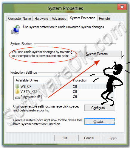 Windows 8 System Restore over System Properties