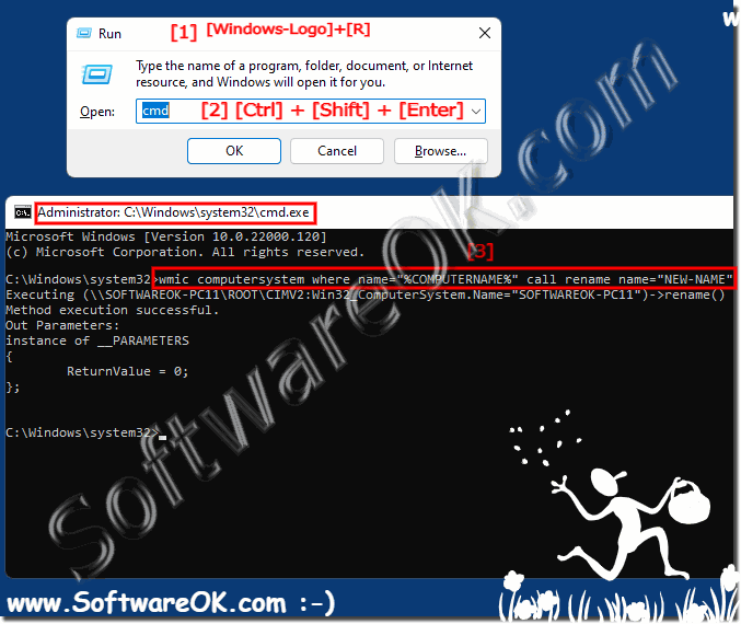 Change the PC-Name using the command prompt!