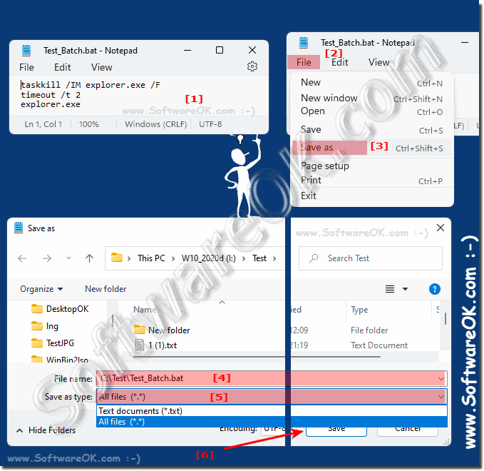 Create a batch file on and for all MS Windows OS!