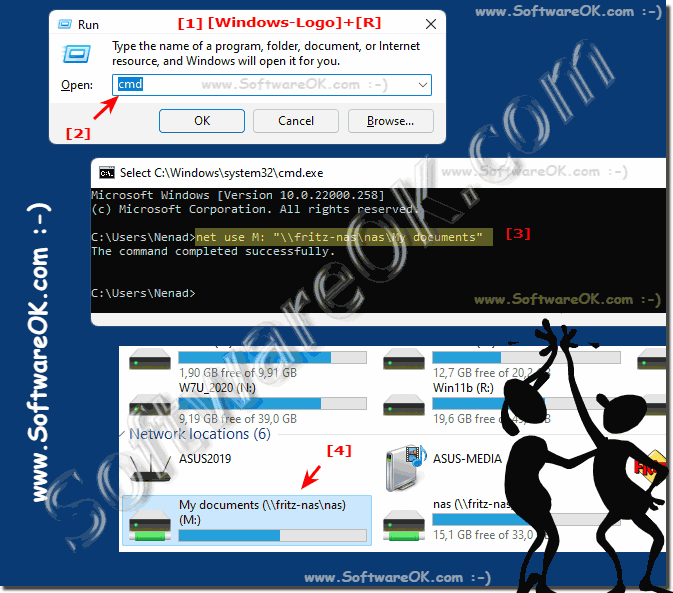 Map network drives via the command prompt under Windows!