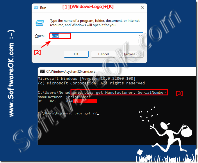 PC serial number and manufacturer via a command prompt!