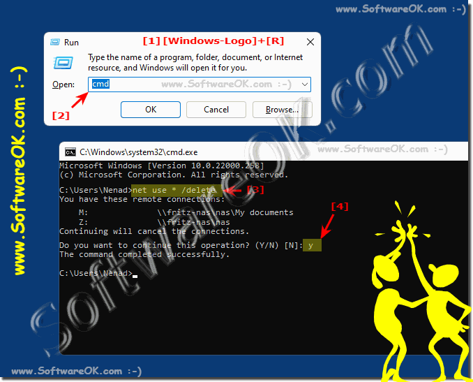 Unlink or remove network drives on all MS Windows OS