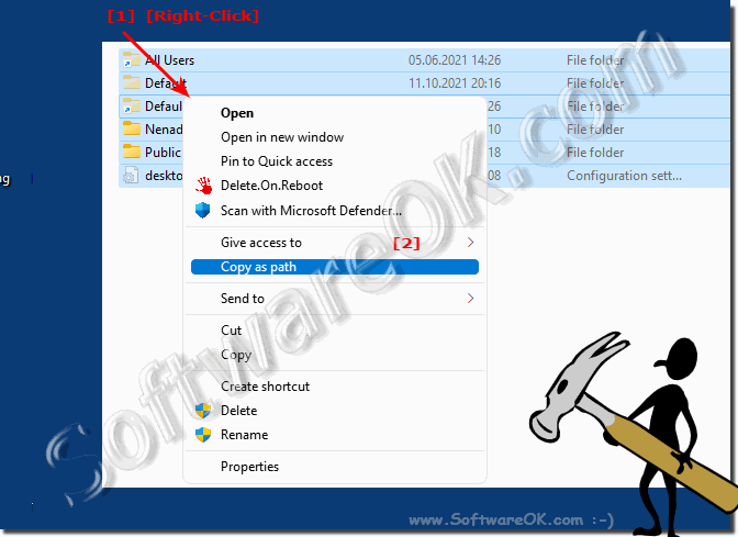 Path of a file or folder to the clipboard!