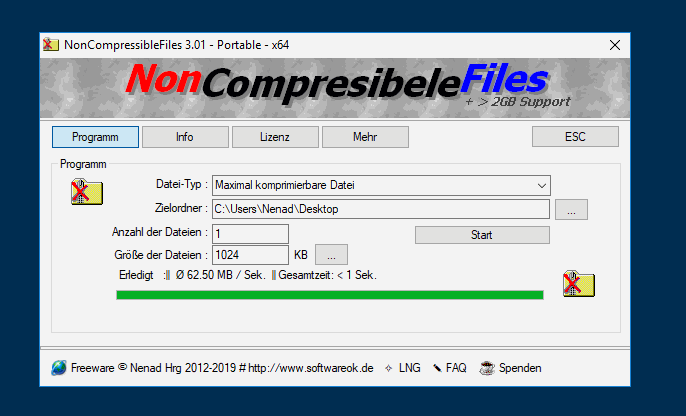 NonCompressibleFiles screenshot