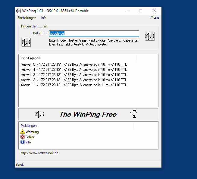 WinPing screenshot