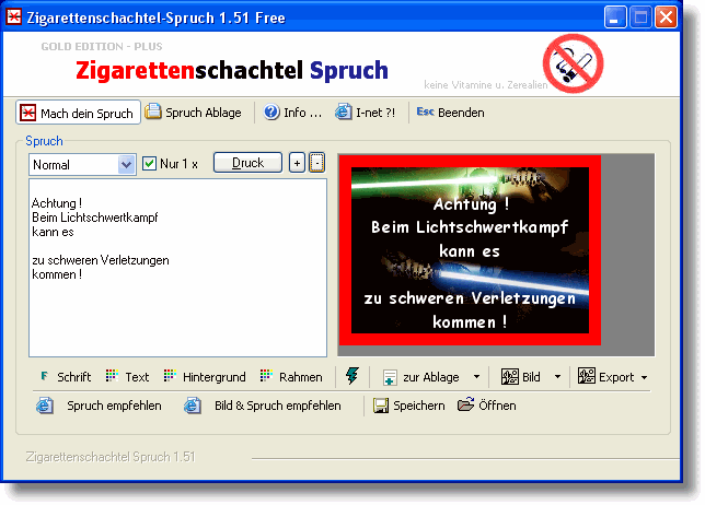 Zigarettenschachtel-Spruch  - Zigarettenschachtel-Spruch