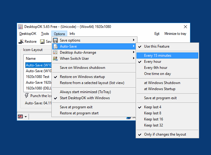 Auto Save the Desktop Symbol for Windows!
