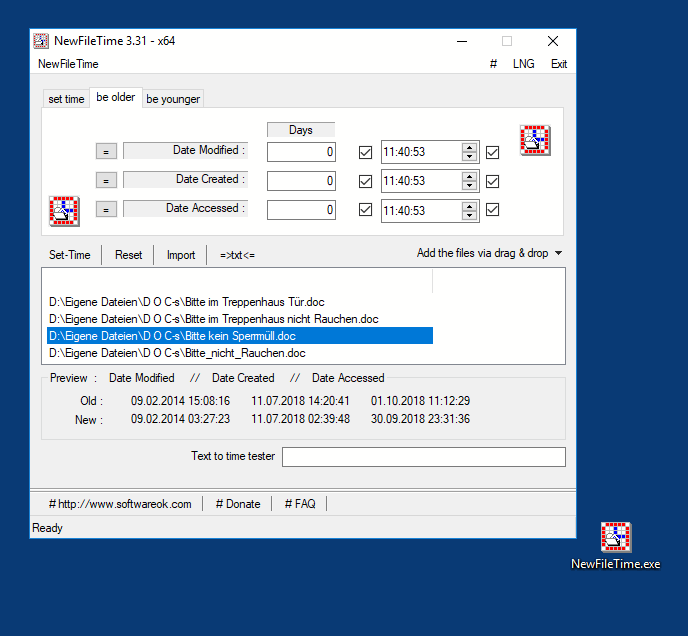 Summer time, winter time and other file time corrections!