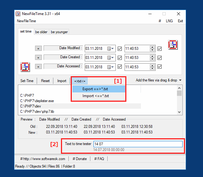 Export file time and conveniently edit or customize in Excel or Calc!