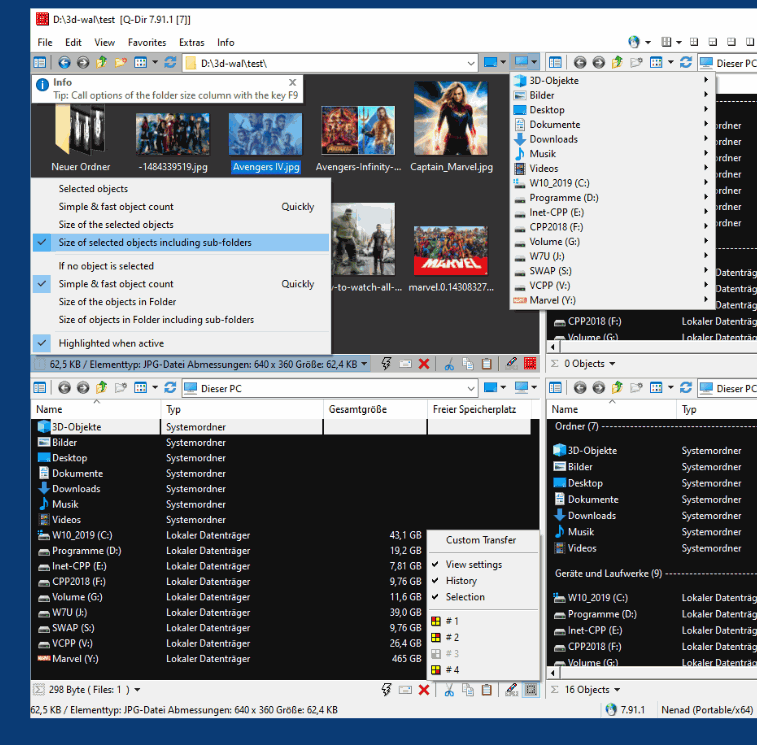 Quad Explorer Q-Dir, really good file manager for Windows files and folders