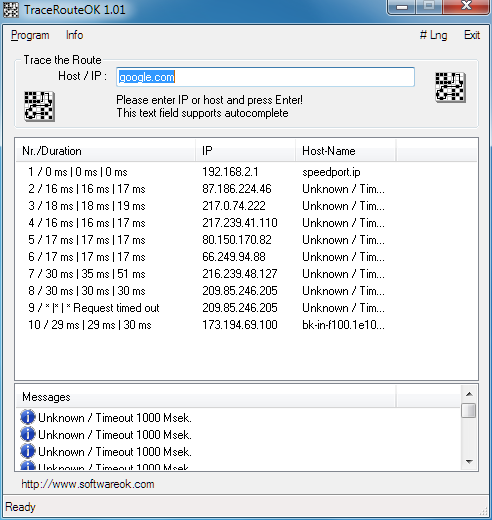 Trace packets and follow over the Internet or the LAN!