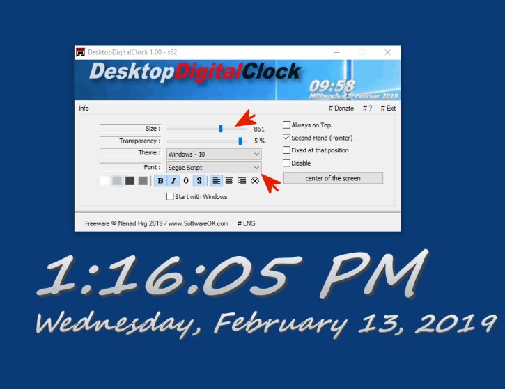 Digital Desktop Clock for all Windows OS