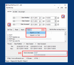 NewFileTime 2 Export file time and conveniently edit in Excel or Calc  