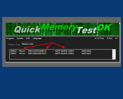 QuickMemoryTestOK 2 Mem DDR RAM Info and Model 